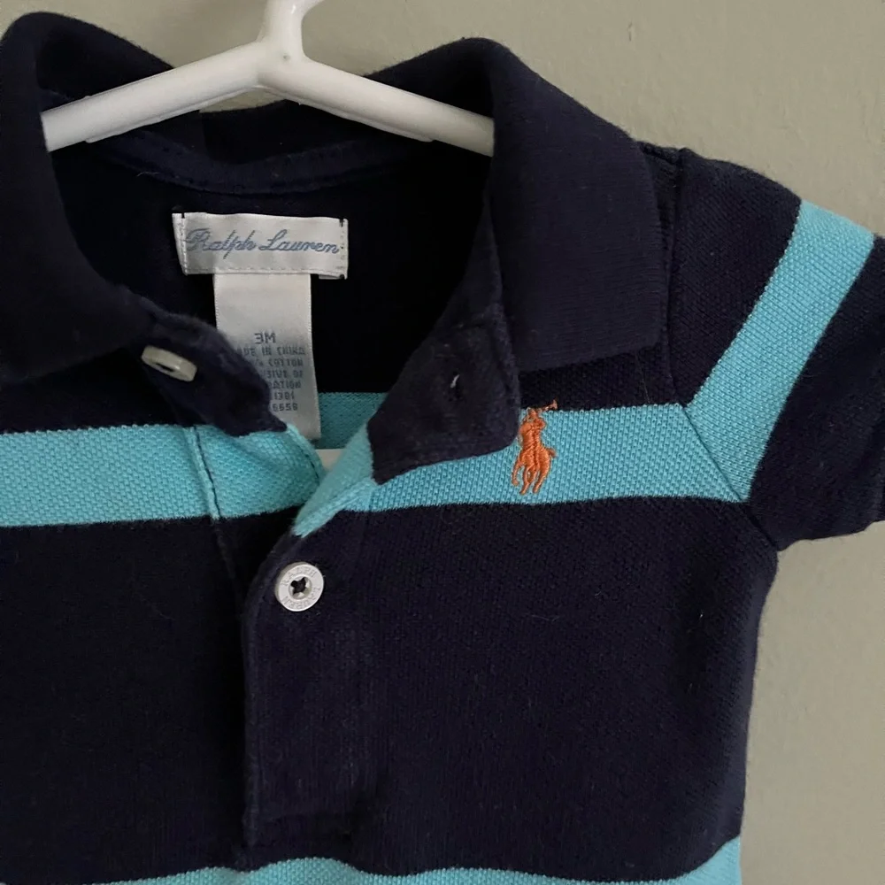 Ralph Lauren navy blue striped one piece romper 3 months